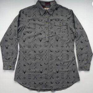 Legendary Whitetails Firelight Gray and Black Popover Flannel Tunic NEW Size XL